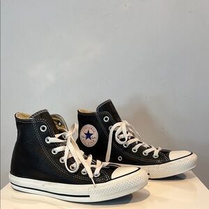 Converse LEATHER Chuck Taylor All Star sneakers black/white size women’s 6.5